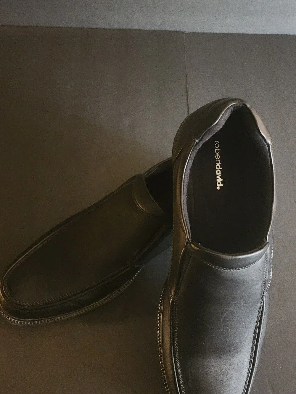 Robert David Men's Loafer Moc-Toe Black Shoes 13W Like NEW